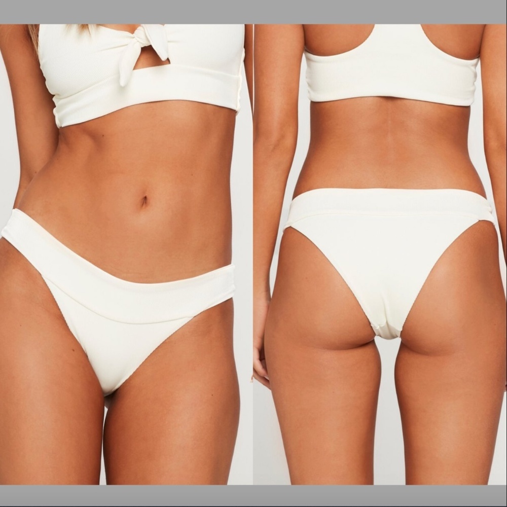 NWT $79‎ L Space Veronica Ribbed Bikini Bottoms in Cream [SZ Medium ]